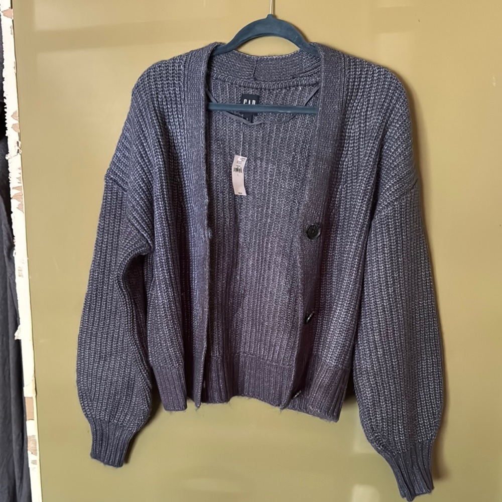 Blue/Gray Cardigan Sweater nwt Large